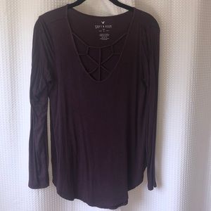 American eagle maroon long sleeve